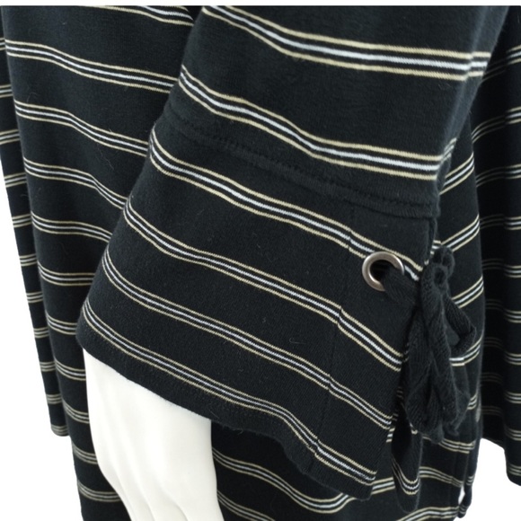 J Jill Pima Tie Sleeve Tee -striped top. Size 1X - Picture 5 of 10